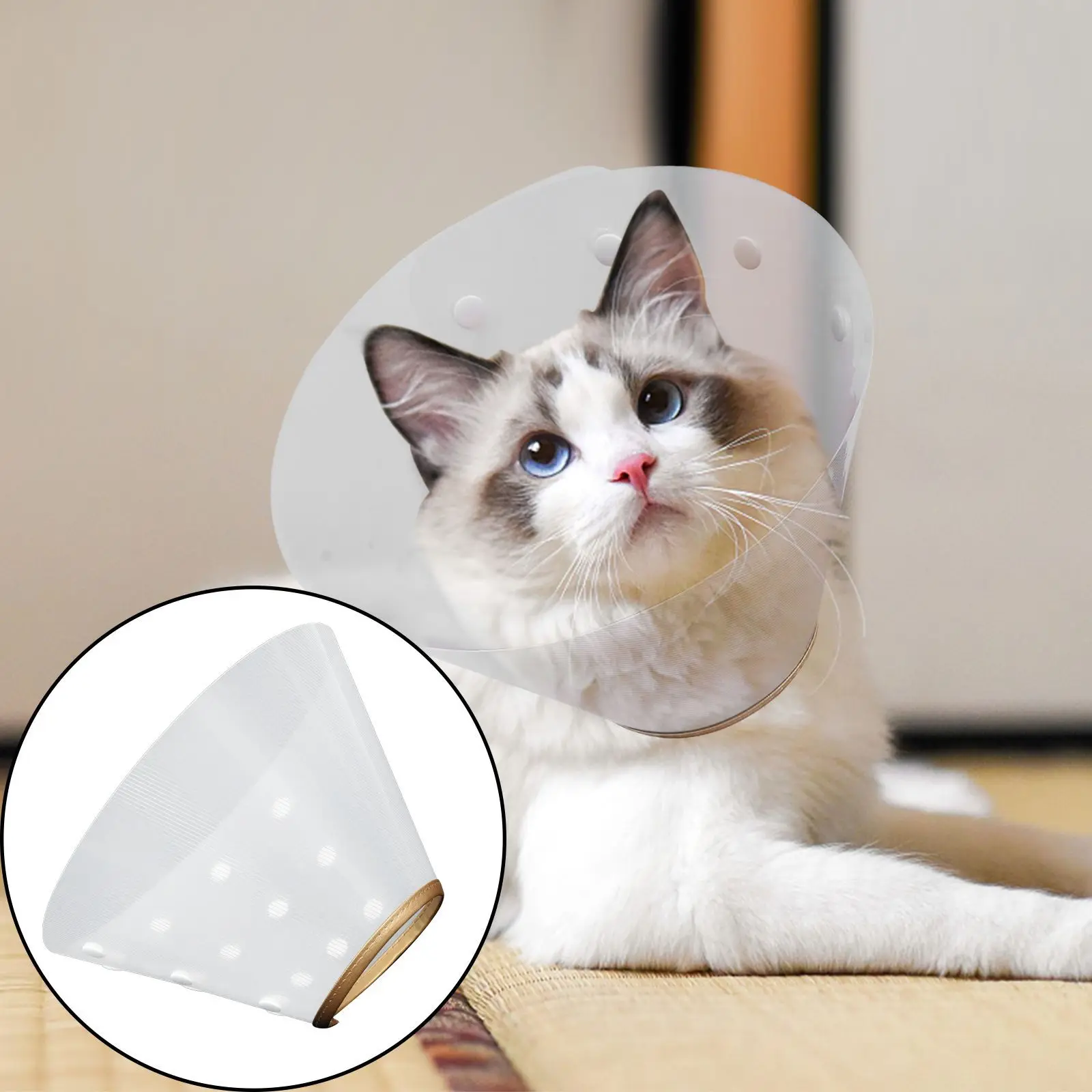 

Adjustable Pet Cat Recovery Collar Lightweight Plastic Neck Cone for Dogs Cats Post Surgery Injury Protection Collar