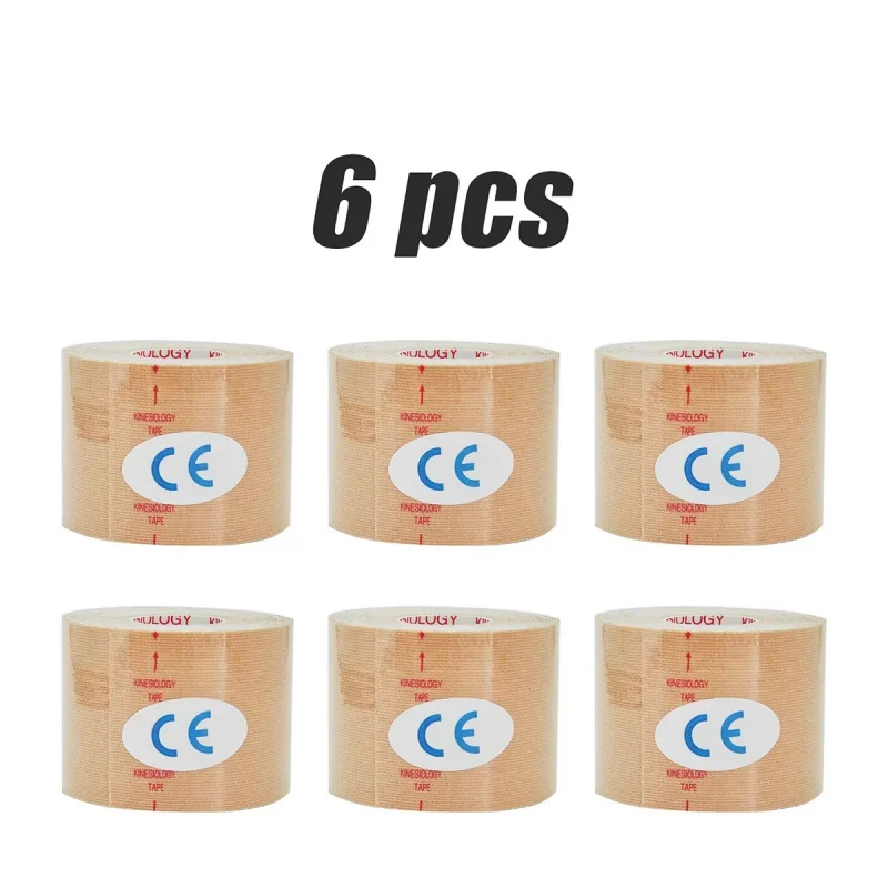 

1/3/6 шт. бежевая кинезиологическая лента, мышечная повязка, спортивная хлопковая эластичная клейкая лента для снятия боли в мышцах колена, наклейка