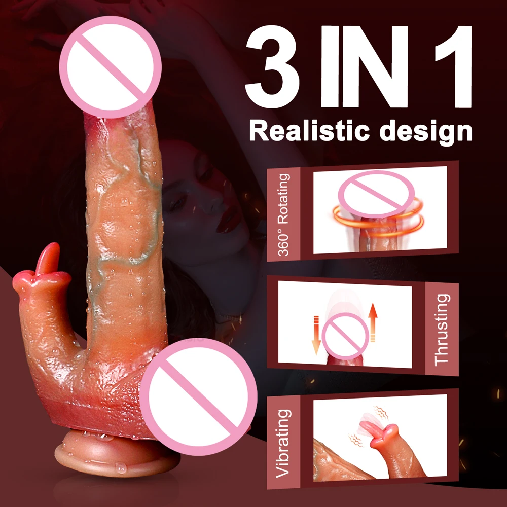 Realistic Big Dildo Sex Toys Woman Telescoping Heating Vagina G-spot Vibrator Penis Remote Control Adult  18 Female Masturbation