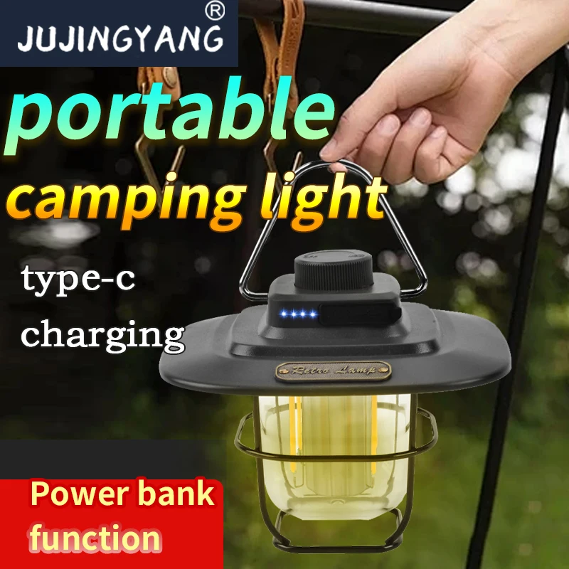 Portable camping light 3 gear mode super bright light rechargeable, night camping flashlight camping light