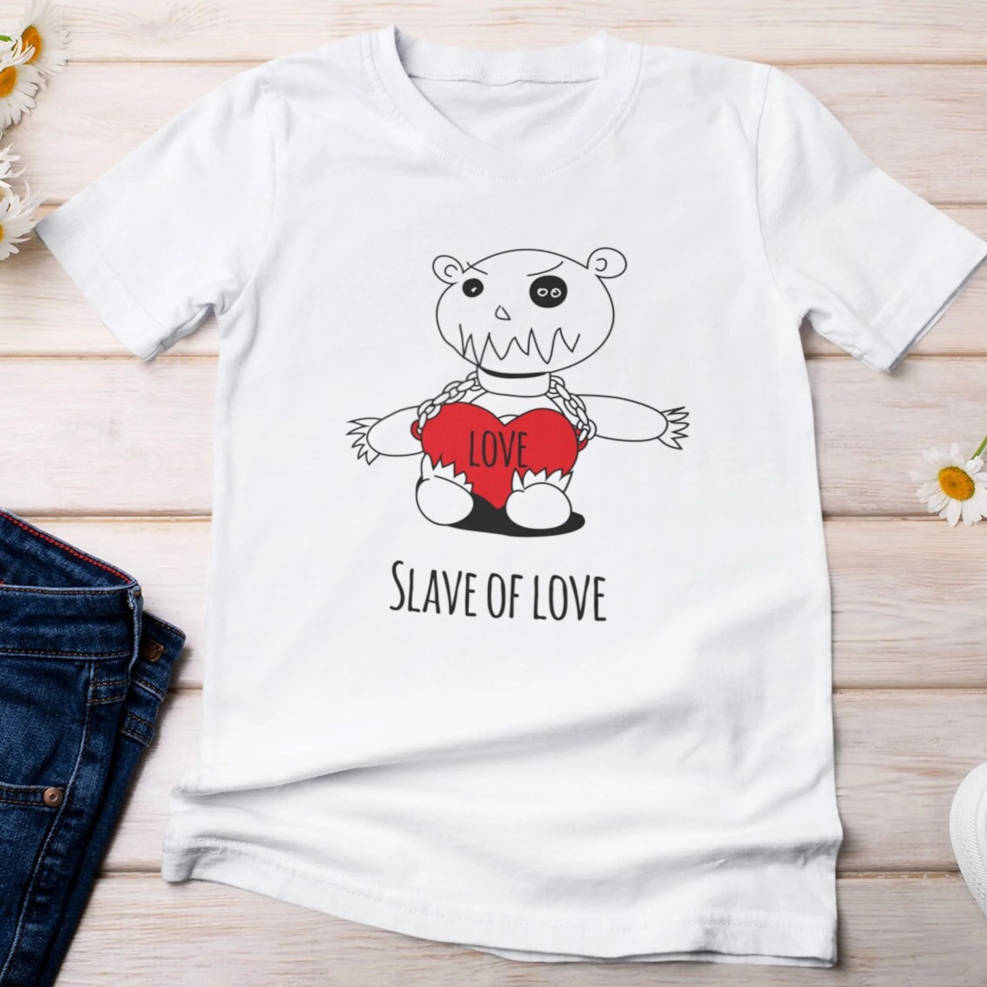 Slave Of Love Funny Teddy Bear Valentine T Shirt