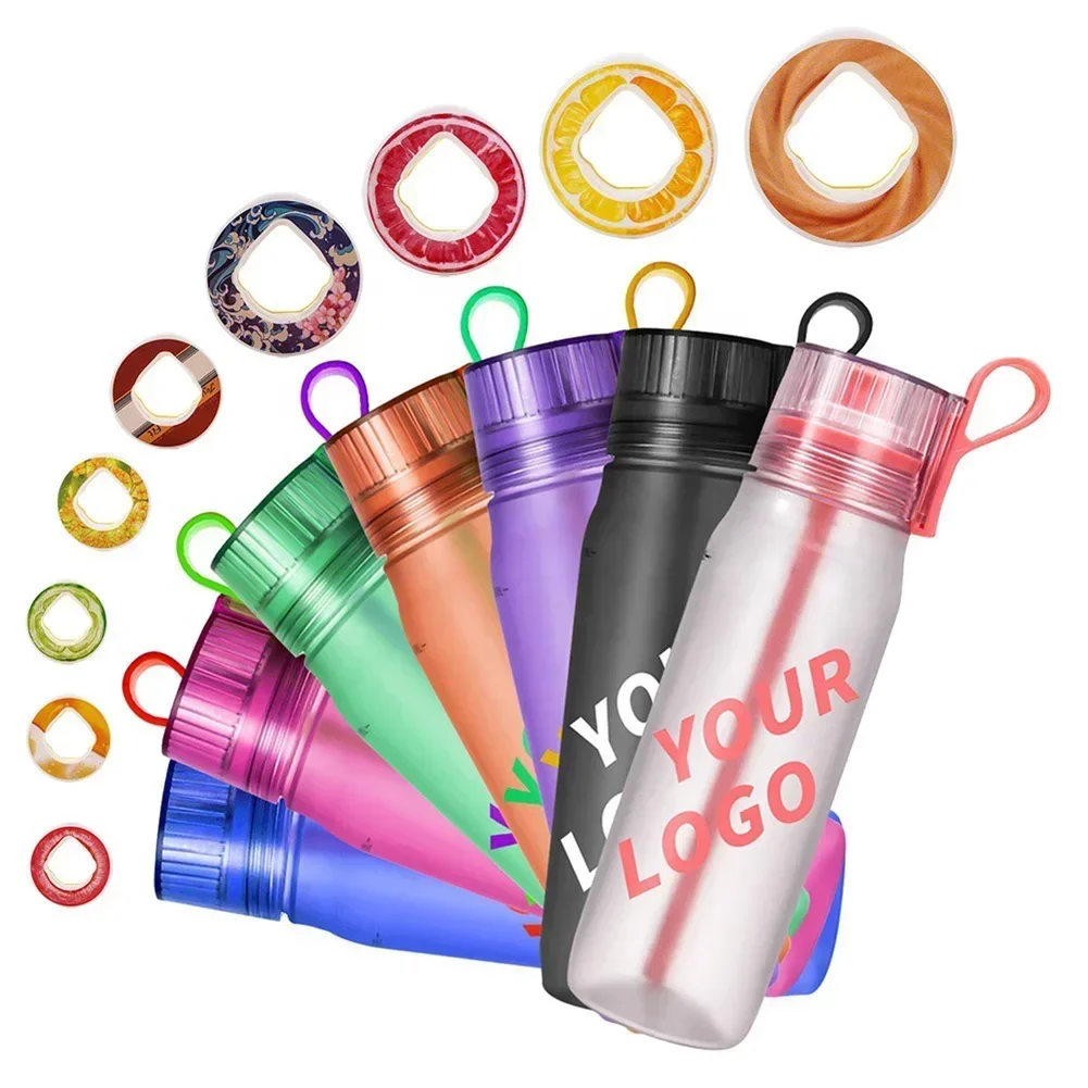 0.65L Flavored Water Bottle with Random 1 Flavor Ring Scent Water Cup Sports Kettle for Outdoor Fitness Running Hiking