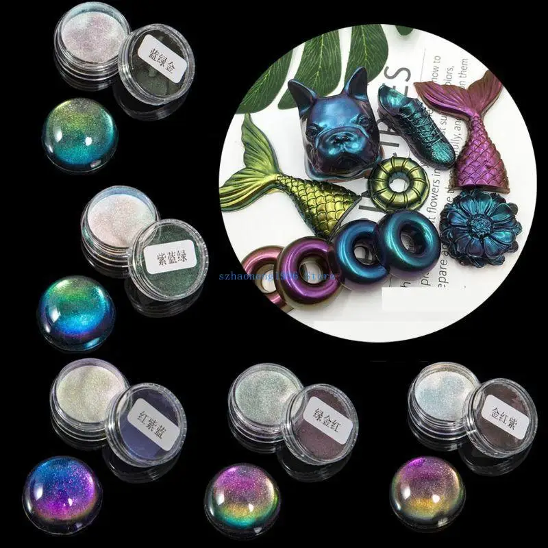 85LF 5 ألوان تغيير مسحوق ميكا مسحوق المسحوق مجموعة من مسحوق الراتنج الايبوكسي تحديث مسحوق الصباغ الكروم لقنابل الحمام