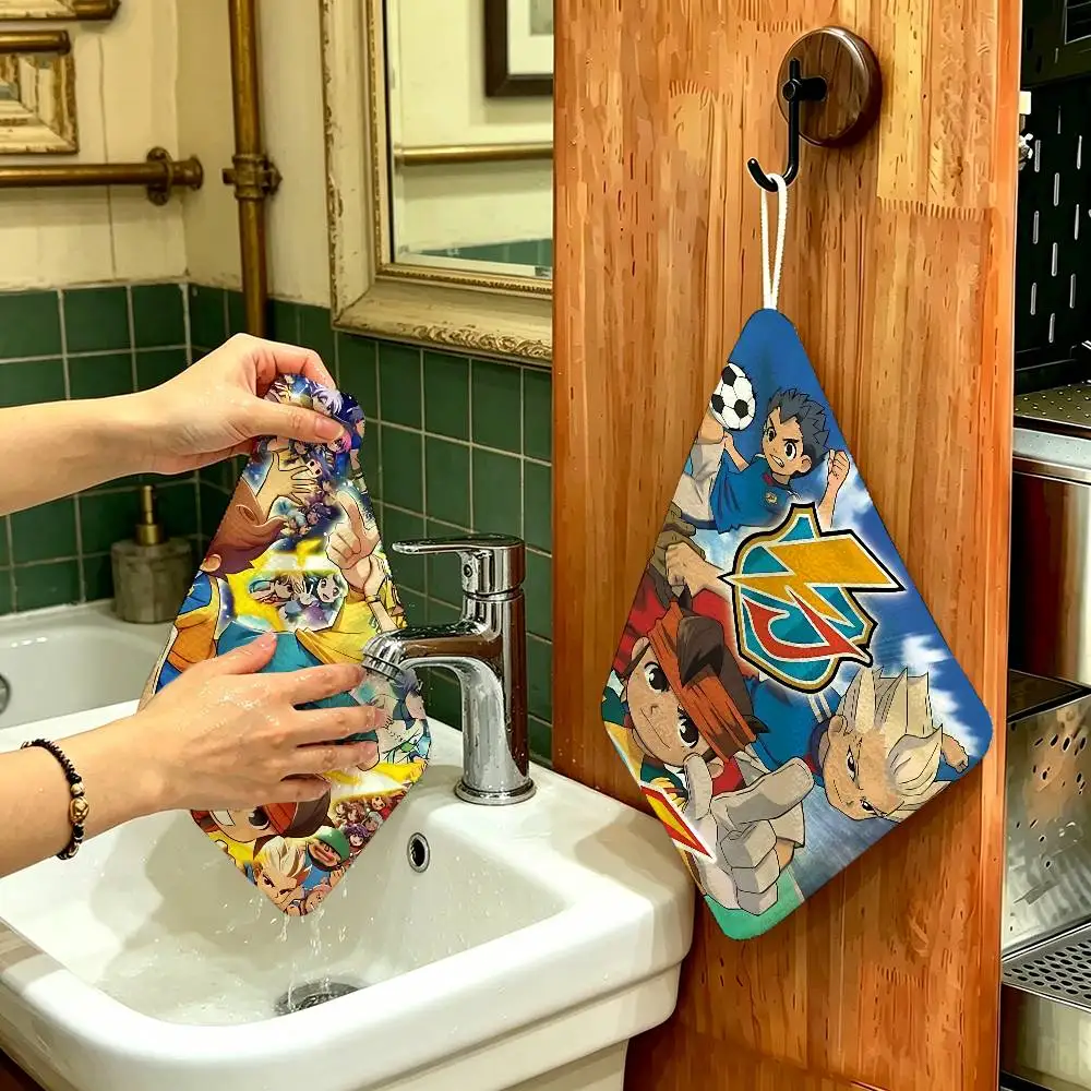 Inazuma E-Eleven Polyester Cotton Hand Wiping Towel with Hanging Loop, Lightweight for Home and Commercial Use