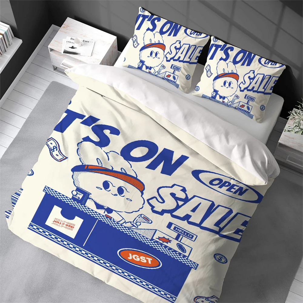 

J-Jolly-Gee Art Illustration Duvet Cover Set Home Style Bedding Soft Laundry Cotton Bed 3 Piece Set Student Dormitory Gift