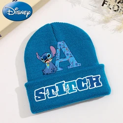 New Stitch Disney Baby Hat Children Knitted Hats Cute Cartoon Letter Printed Hat Kawaii Boy Girl Warm Cap Autumn Winter Clothing