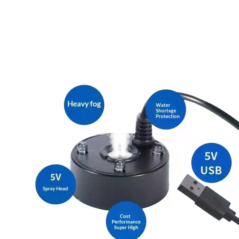 Waterproof 5V USB Mist Maker Fogger Portable Nebulizer for Gift Water Fountain Fish Tank Garden Pond Decor