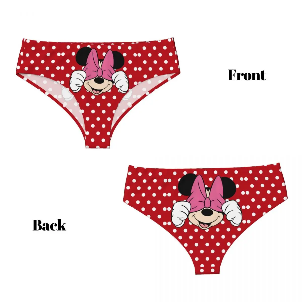 Calcinha breve feminina personalizada dos desenhos animados da Minnie, roupa íntima macia do Mickey Mouse
