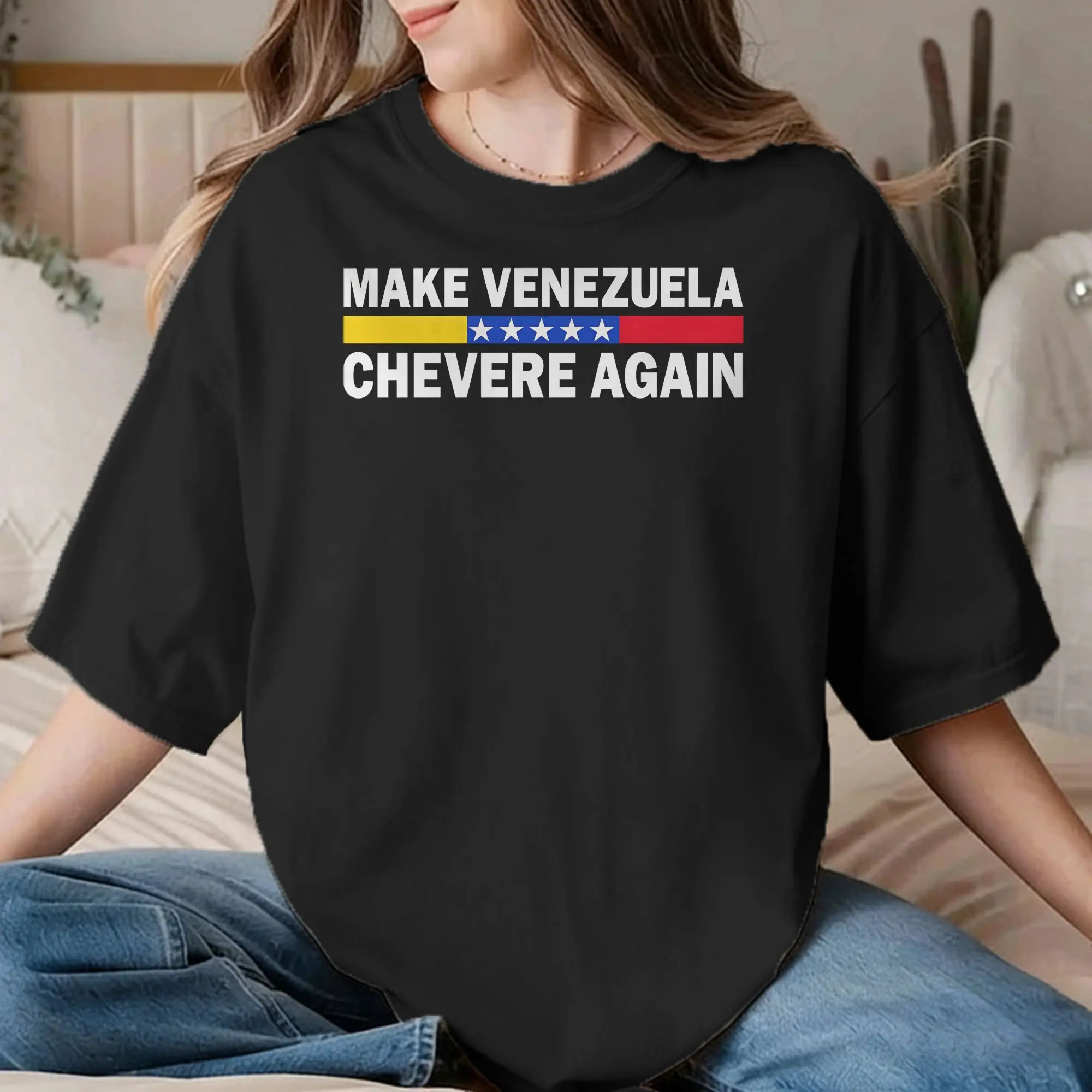 Camiseta Engraçada 'Faça a Venezuela Voltar a Ser Chevere' para Homens e Mulheres, Camiseta de Algodão com Gola Redonda, Camiseta de Manga Curta, Roup