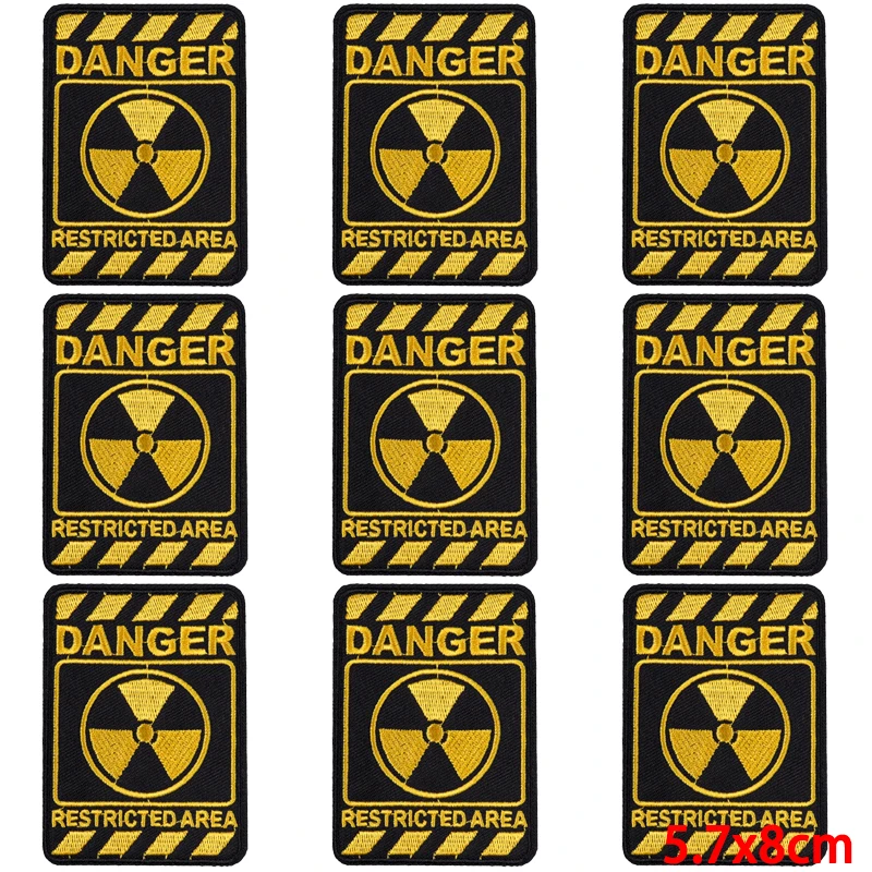 10Pcs/Lot Warning Sign Embroidery Patches For Clothing Danger Patch Iron On Patches On Clothes Prohibit Patch For Clothes Badges