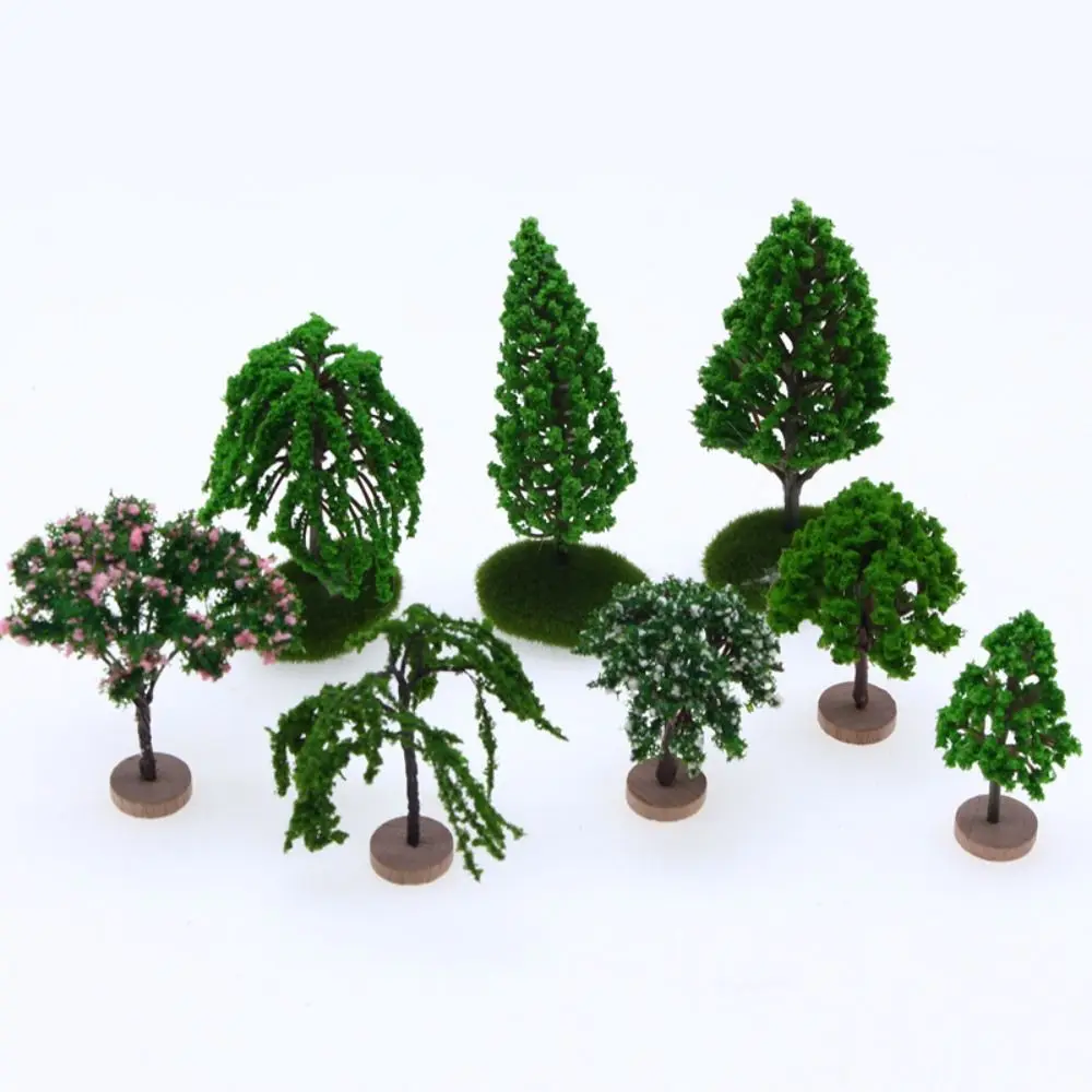 Plastic Model Trees Natural Green Artificial Moss Rocks/Wooden Base Fake Trees Simulation Bonsai Figurine Building Model