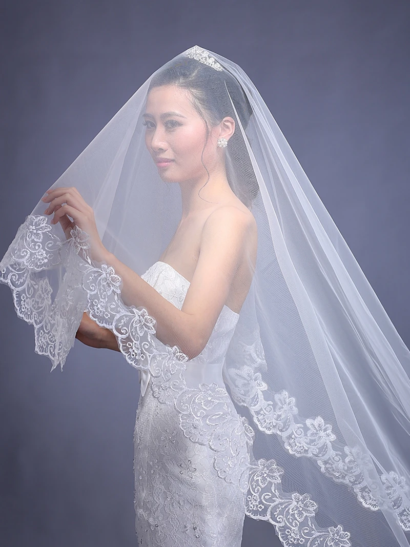 Voile De mariée de 3 mètres, 5 mètres De Long, une couche, blanc ivoire, élégant, accessoires de mariage