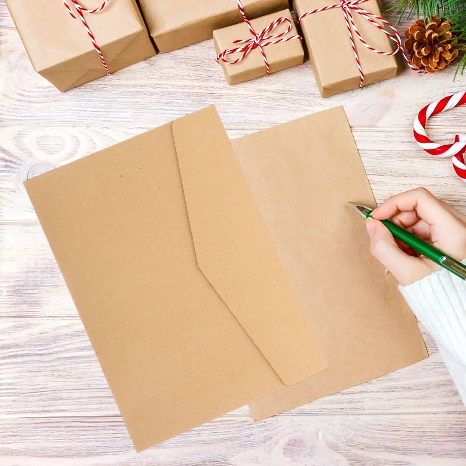 

1Set Brown Kraft Paper Envelopes Self-Sealing Reusable Sturdy Mailing Envelopes for Thank You Notes Greeting Cards Invitations