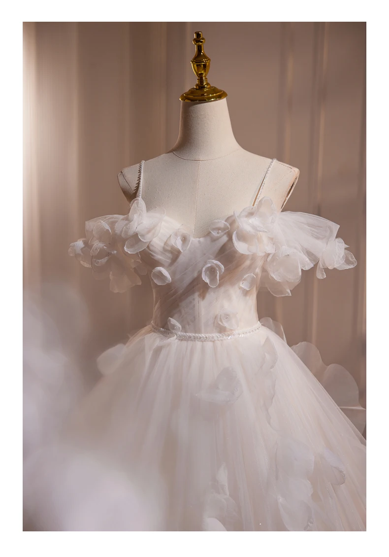 ivory white petals ruffled fairy ball gown court medieval dress renaissance Gown queen Victorian /Marie/drama/