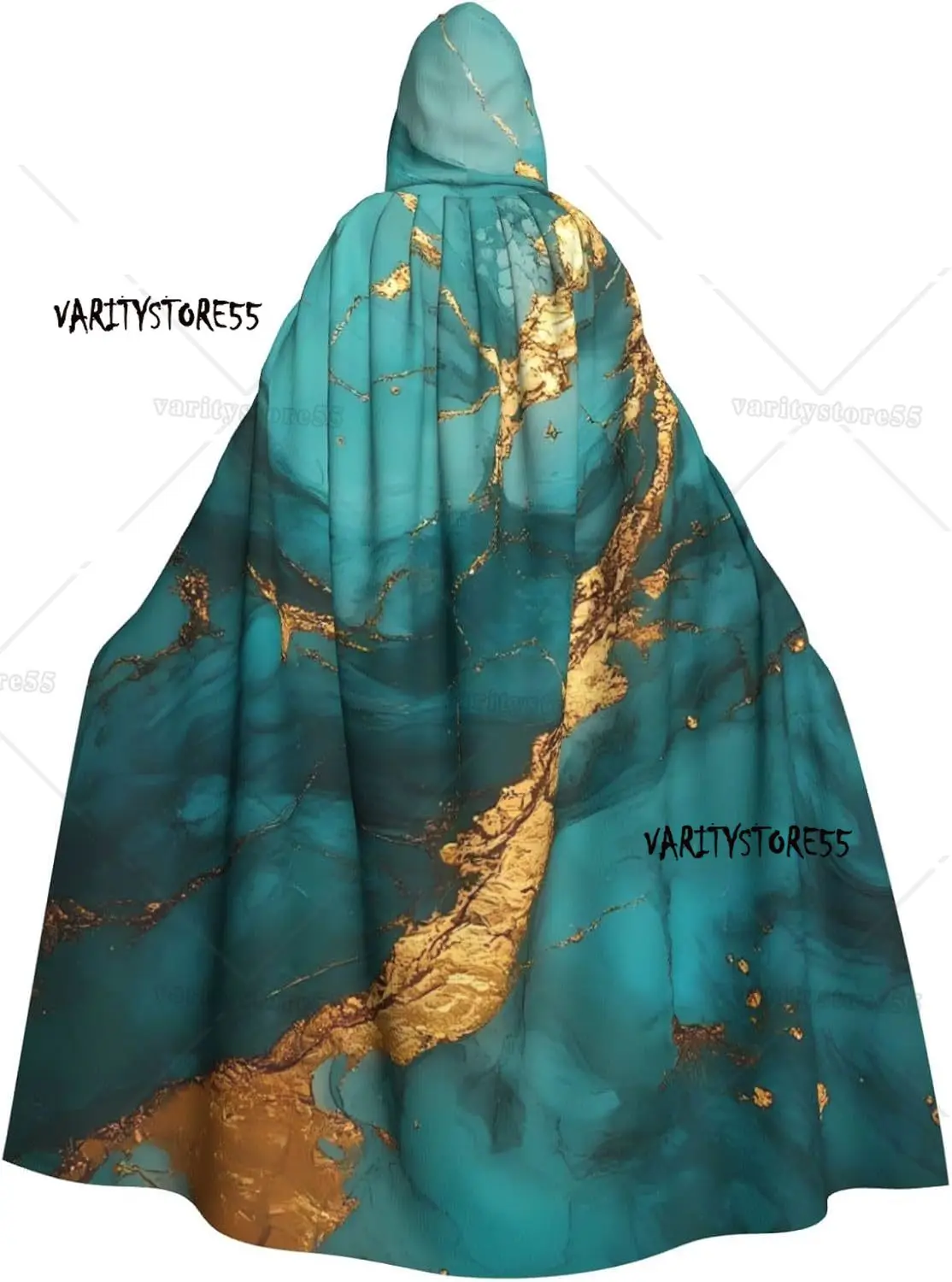 

Изумрудный цвет, золотой мраморный принт, плащ для взрослых с капюшоном, костюм ведьмы-волшебника на Хэллоуин и Рождество