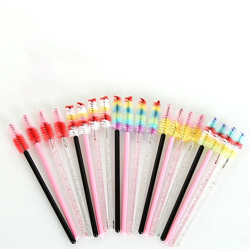 Disposable Colorful Crystal Eyelashes Brush Comb 50Pcs Eye Lashes Extension Mascara Wands Makeup Professional Makeup Beauty Tool