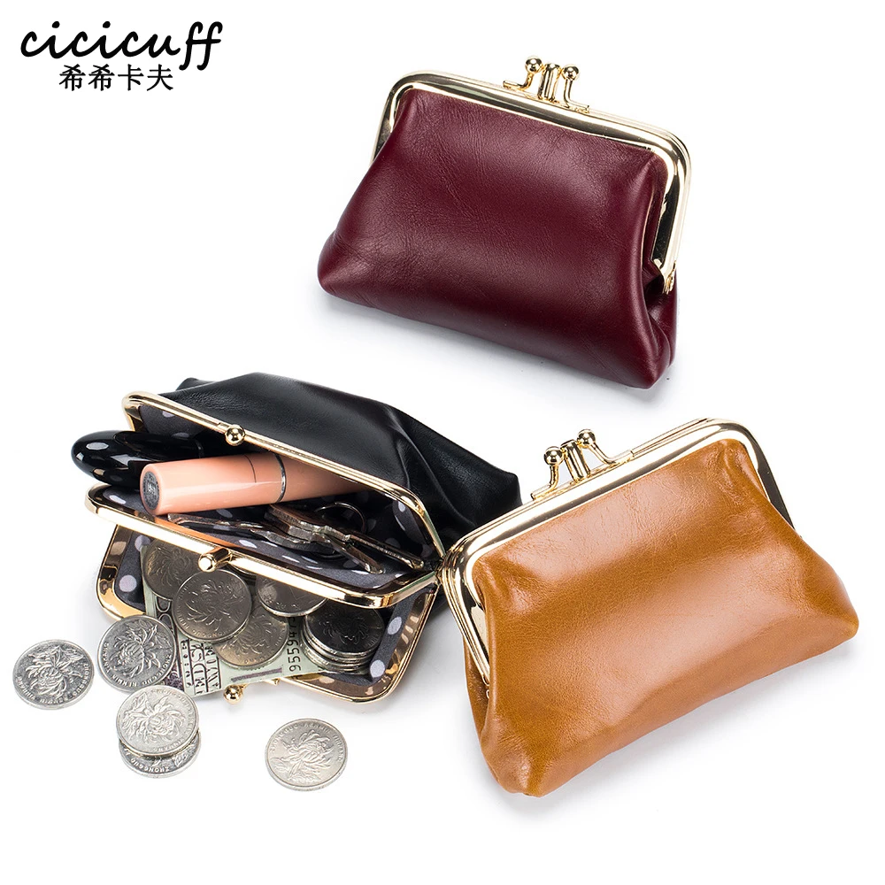 Leather Coin Purse Women Small Wallets Double Layer Purses Change Card Holder Coin Wallet Storage Pouch Fashion Mouth Gold Bag