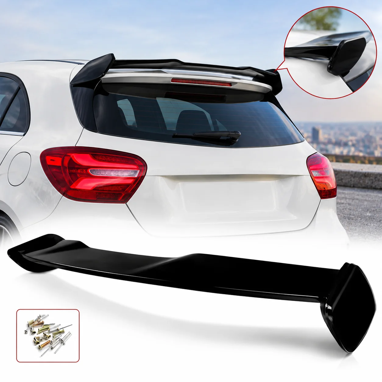 Heckspoiler Hochglanz Schwarz für Mercedes 2013-2018 A-Klasse W176 A160 A180 A200 A250 A45