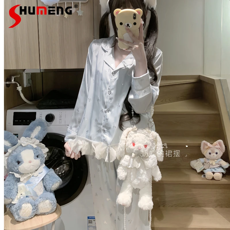 

Spring Summer Women's Padded Sleepwear Ice Silk Pure Desire Camisole Four Piece Homewear Set Female Japanese Style Sleep Suits