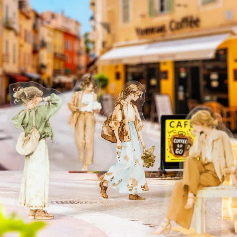 Amante de cartão 20 peças [série de relaxamento da França do Sul] adesivos de material para cochilo da tarde, scrapbooking, diário, planejador, suprimentos