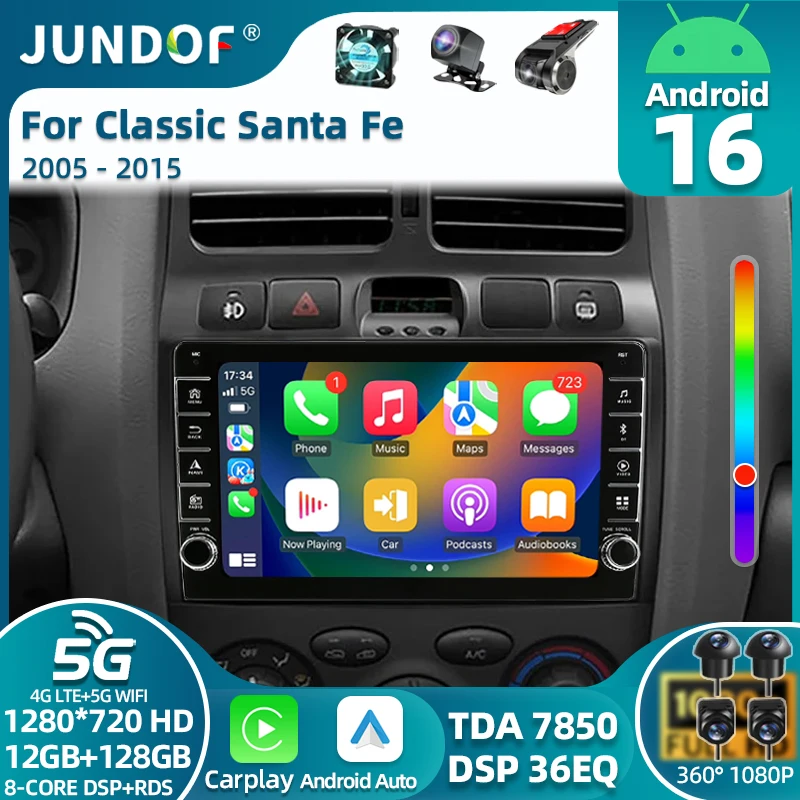

Автомобильный радиоприемник Android 16 4G + WIFI Carplay для Hyundai Classic Santa Fe 1 2000-2004 2005-2015, мультимедийный плеер, навигационный головное устройство