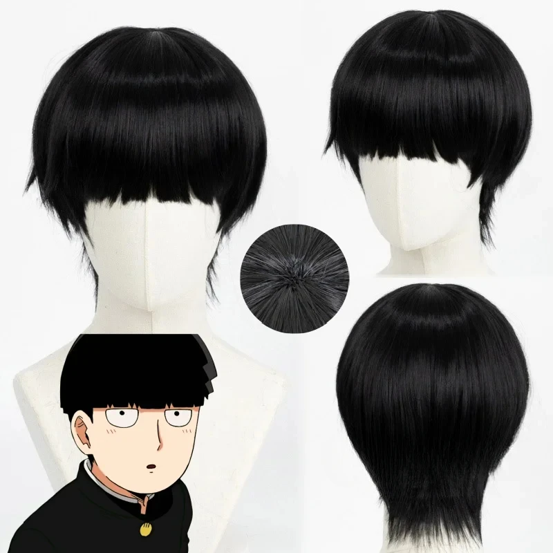 Anime Shigeo Kageyama Cosplay Perücken Anime Mob Psycho Schwarze kurze Perücke aus Kunsthaar für Halloween Comic-con Party