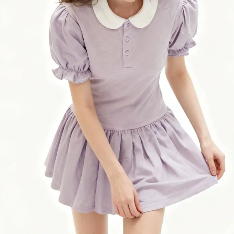 

Комбинезоны из чистого хлопка DDLG с юбкой, комбинезоны с воротником «Питер Пэн», мягкие домашние комбинезоны с застежками, ABDL, боди для взрослых и детей, платье с пышными рукавами