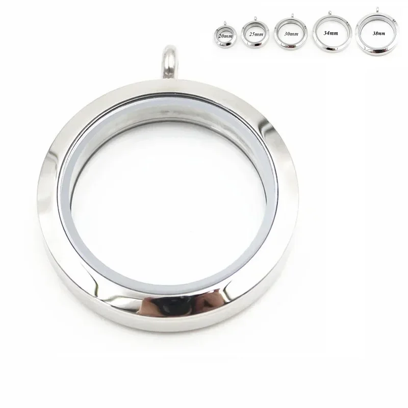 

10Pcs/lot Round Plain Screw Floating Locket 316L Stainless Steel Living Memory Glass Pendant