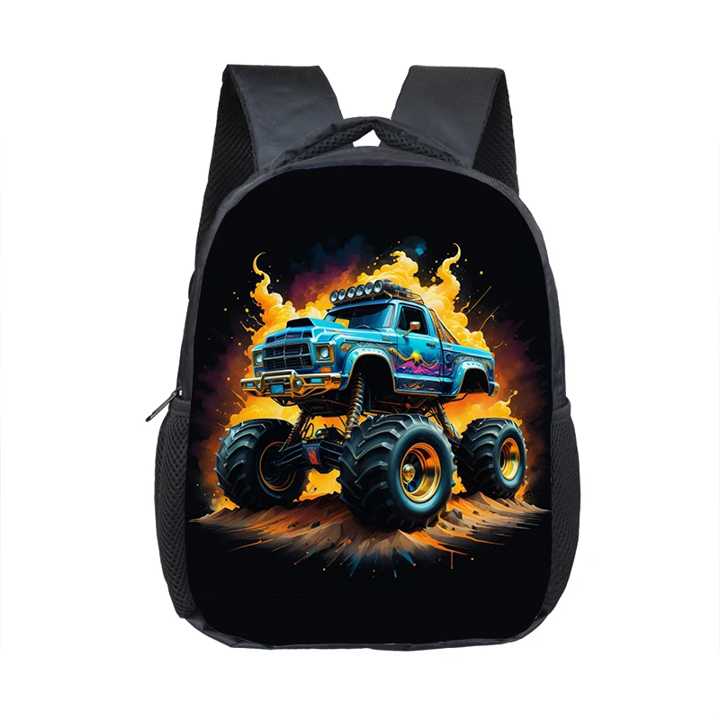 Cool Truck Print Backpacks Semi Trailer Trucks School Bags for Kids 12 Inches Rucksack Boys Girls Daypack Bookbags Gift