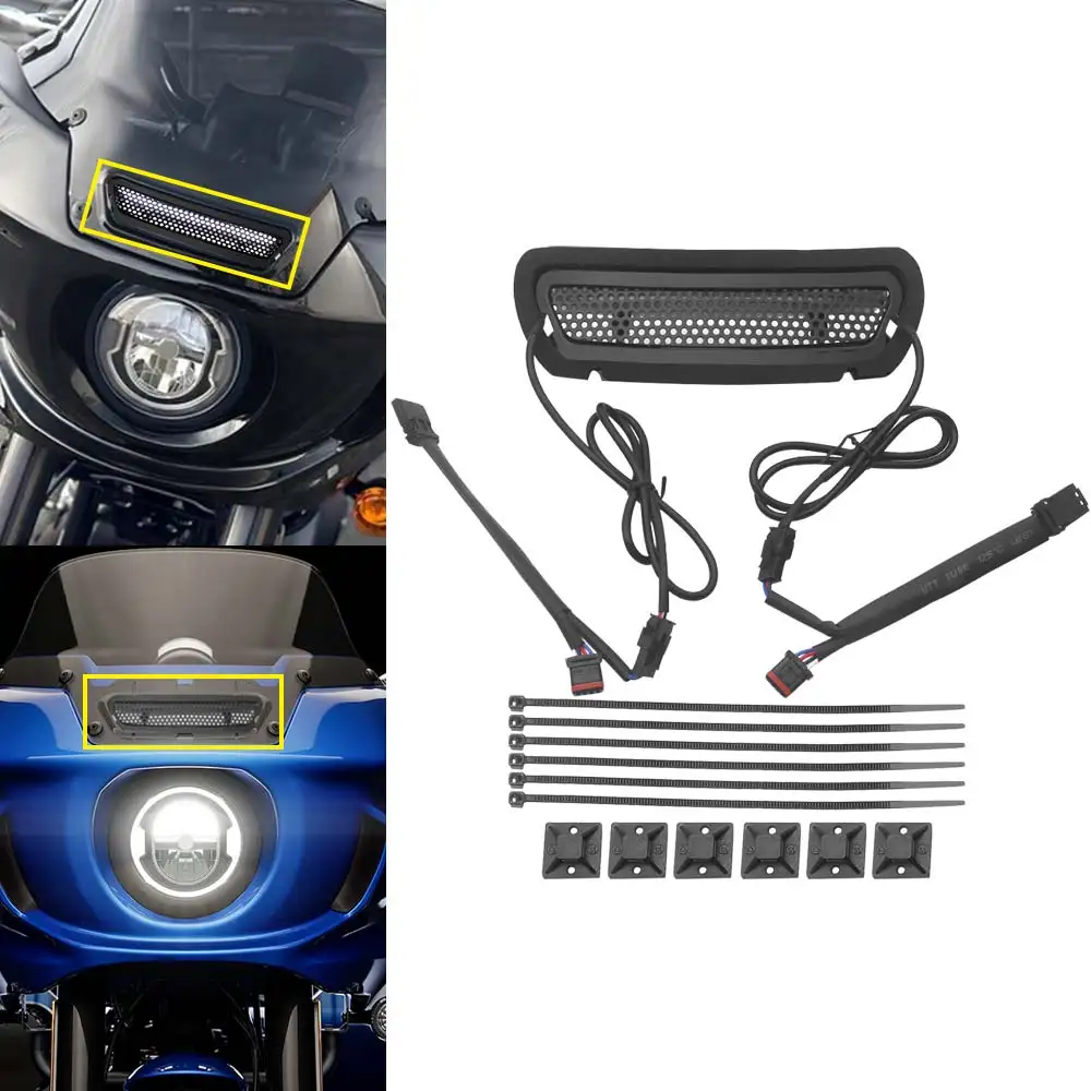 

Motorcycle Front Headlight Vent Accent Lamp LED Fairing Lights For Harley Softail Low Rider ST El Diablo FXLRST FXRST 2022-2026