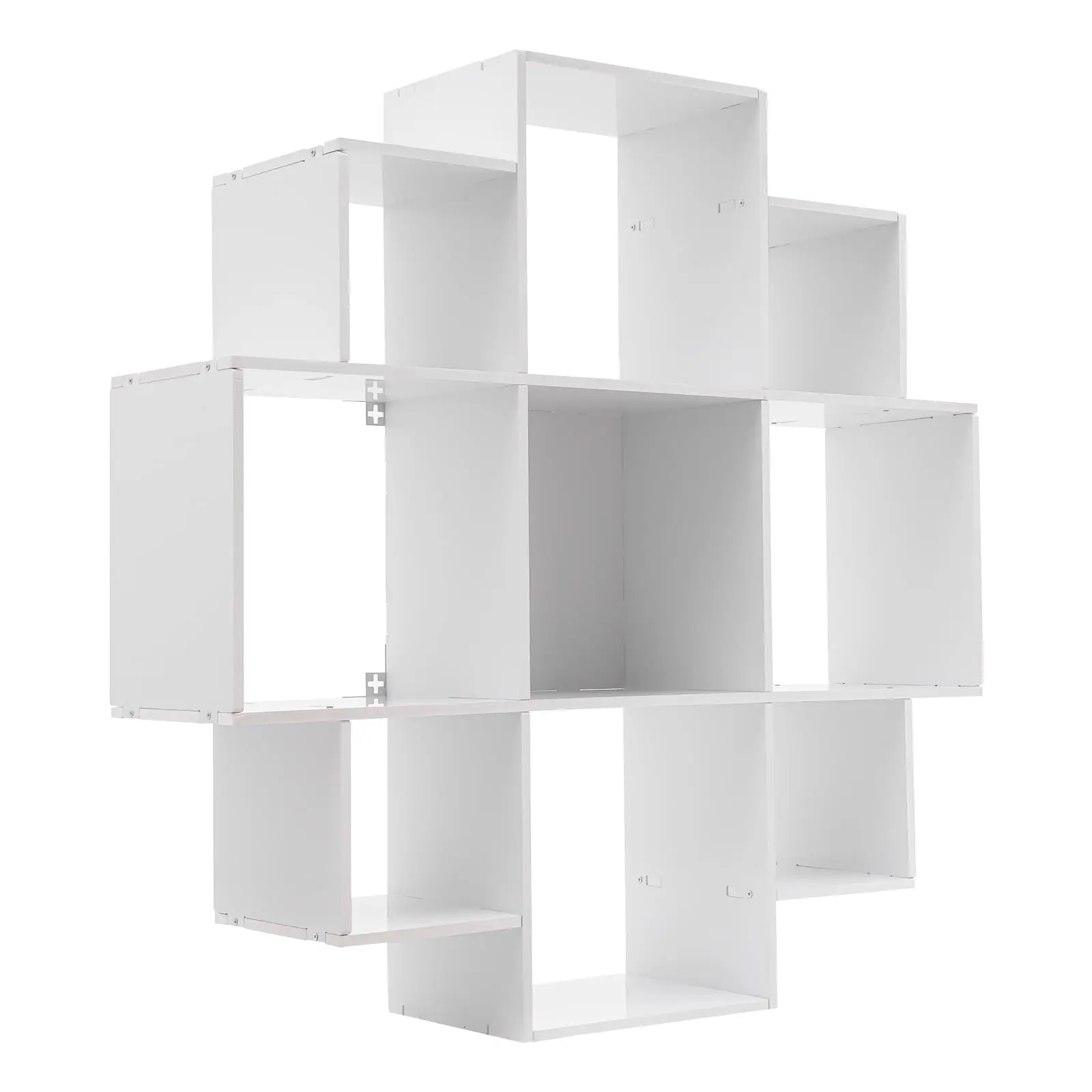 Bookcase Wall Mounted Book Shelf Modern 3-Tier Floating Shelf Bookcase with 9 Compartments, Floating Cube Shelves, for Study, of