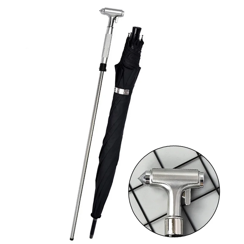 

Multifunctional broken window car safety hammer umbrella sunshade crutch can pull out self-defense sword umbrella.