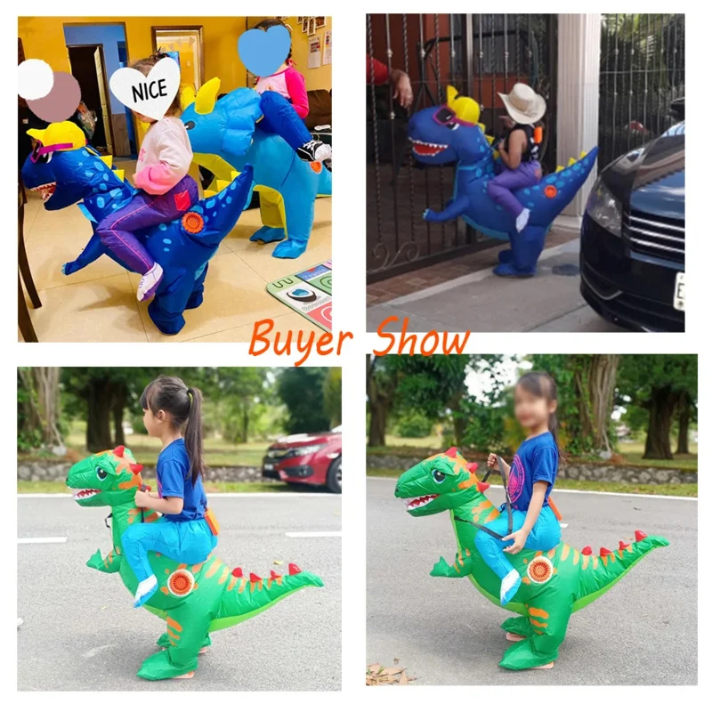 성인 어린이 애니메이션 T-rex 공룡 풍선 의상, 할로윈 푸림 코스프레, 코스튬 녹색 파란색 공룡 코스튬, 재미있는 파티 세트