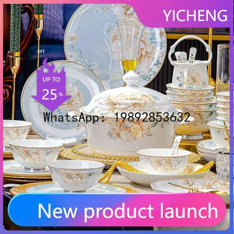 L20- ceramic dinnerware set - premium bone china bowls and plates for home use, chinese style