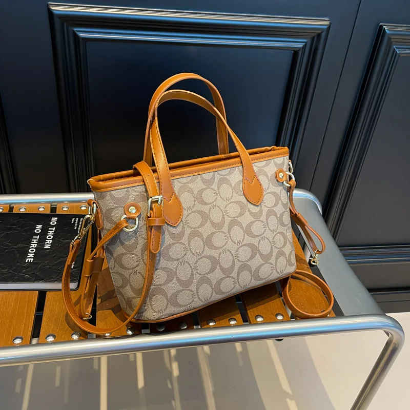 

2025 Vintage Monogram Shoulder Bag - Minimalist Crossbody Purse for Women, Stylish Canvas Tote with Adjustable Strap