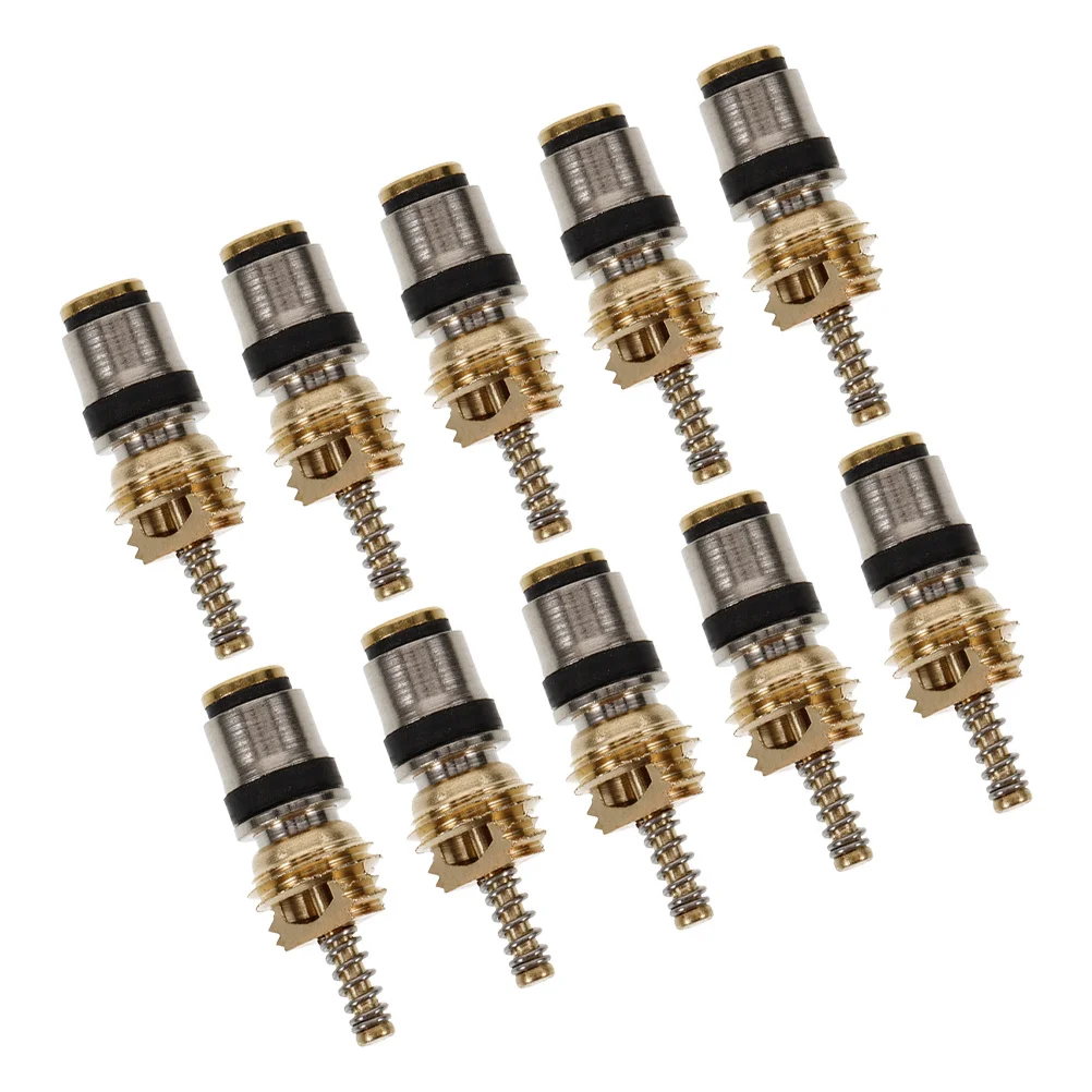 

10Pcs Car Air Conditioning Valve Core Copper High Low Pressure Valve Core Kit for Precise Refrigerant Charging and Easy