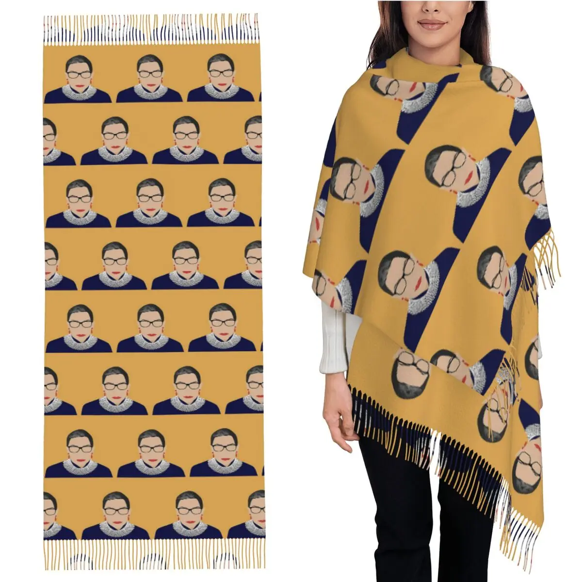 

Шарф Ruth Bader Ginsburg, шарфы с кисточками, женские мягкие теплые шали и накидки, большая осенне-зимняя шаль