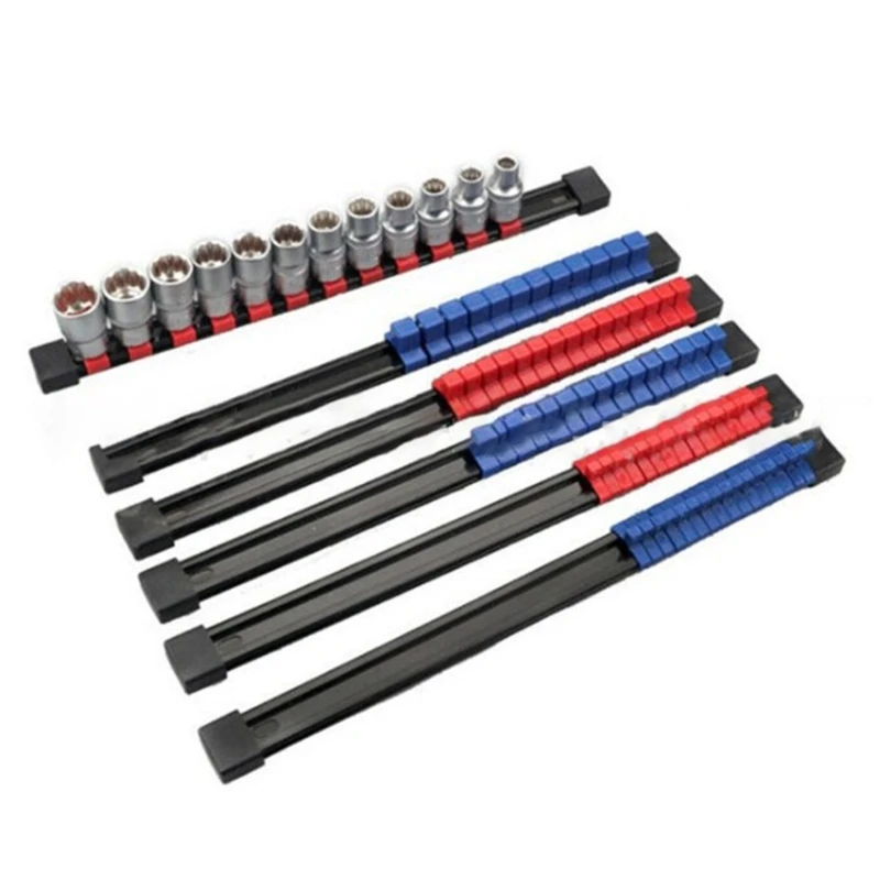 6Pcs Buchse Fach Rack Halter Metric SAE 1/4 "3/8" "Rot Blau Halter DropShipping