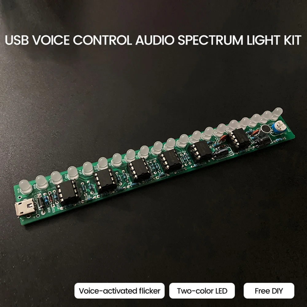 USB Sound Control Audio Spectrum Light Welding Electronic DIY Kit LED Car Volume Level Indicator Audio Display Circuit Board DIY