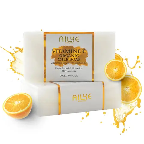 Ailke organic milk soaps containing vitamin C, whitening, wrinkle reducing, anti-aging, smoothing, and softening the skin,200g