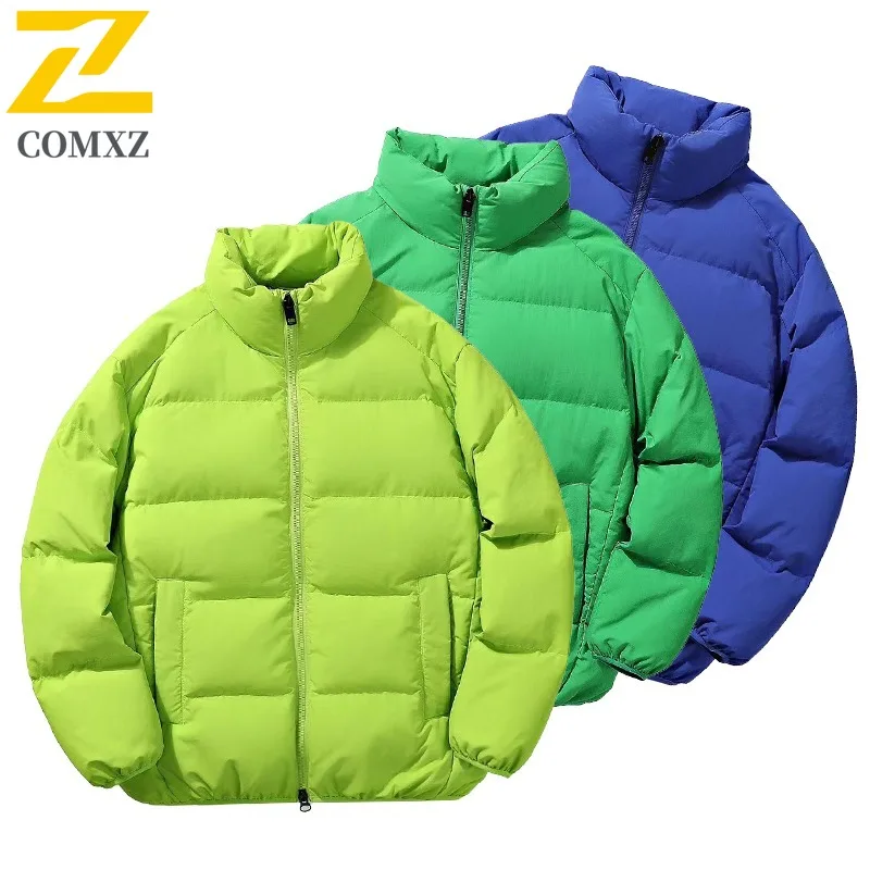 COMXZ Luxury Mens Lightweight Down Jacket 90% Duck Down Winter Coat Outdoor Hiking Stand Collar Fashion Windproof Puffer Coat