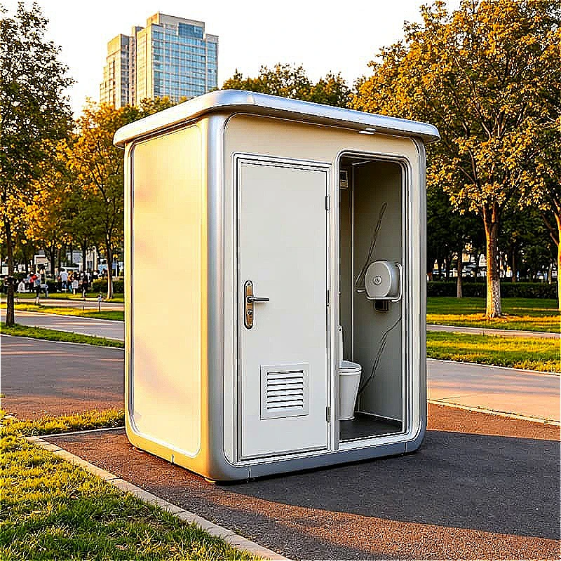 Modular Mobile Restroom Container 20ft Steel Toilet Unit With Solar Light Vent For Remote Camping Site Customized
