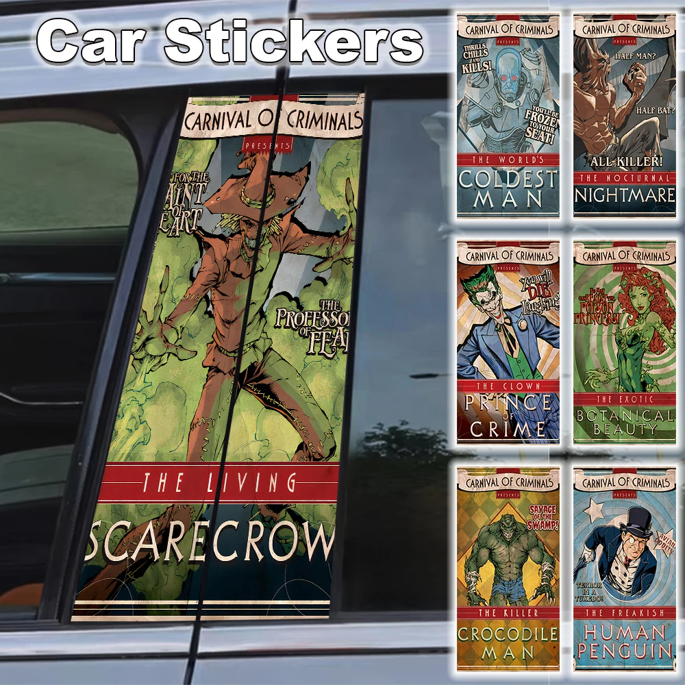 

DC Batman Circus Car B Pillar Sticker Decal Anime Self-adhesive Poster Accessorie Gift Waterproof Peel Stick Scratch Resistant