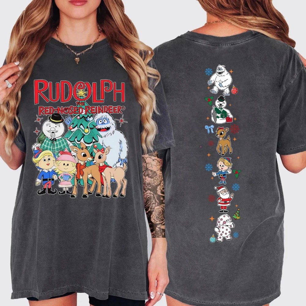 هالوين عيد الميلاد جديد لطيف خمر رودولف عيد الميلاد البلوز المرأة الخريف/الشتاء موضة عادية قصيرة الأكمام تي شيرت