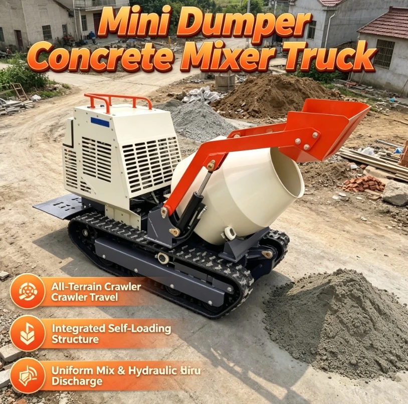 Customized High Efficiency Mini Concrete Mixer Portable Dumper With Track Drive Engine Pump Made With High Efficiency Motor Whol