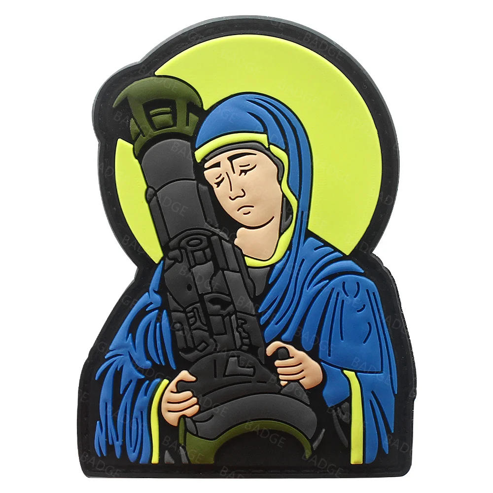 Blessed Virgin Mary Goddess Embroidery Patches for Clothing Motorcycle Jacket Backpack PVC Female Deity Badge Patch Applique