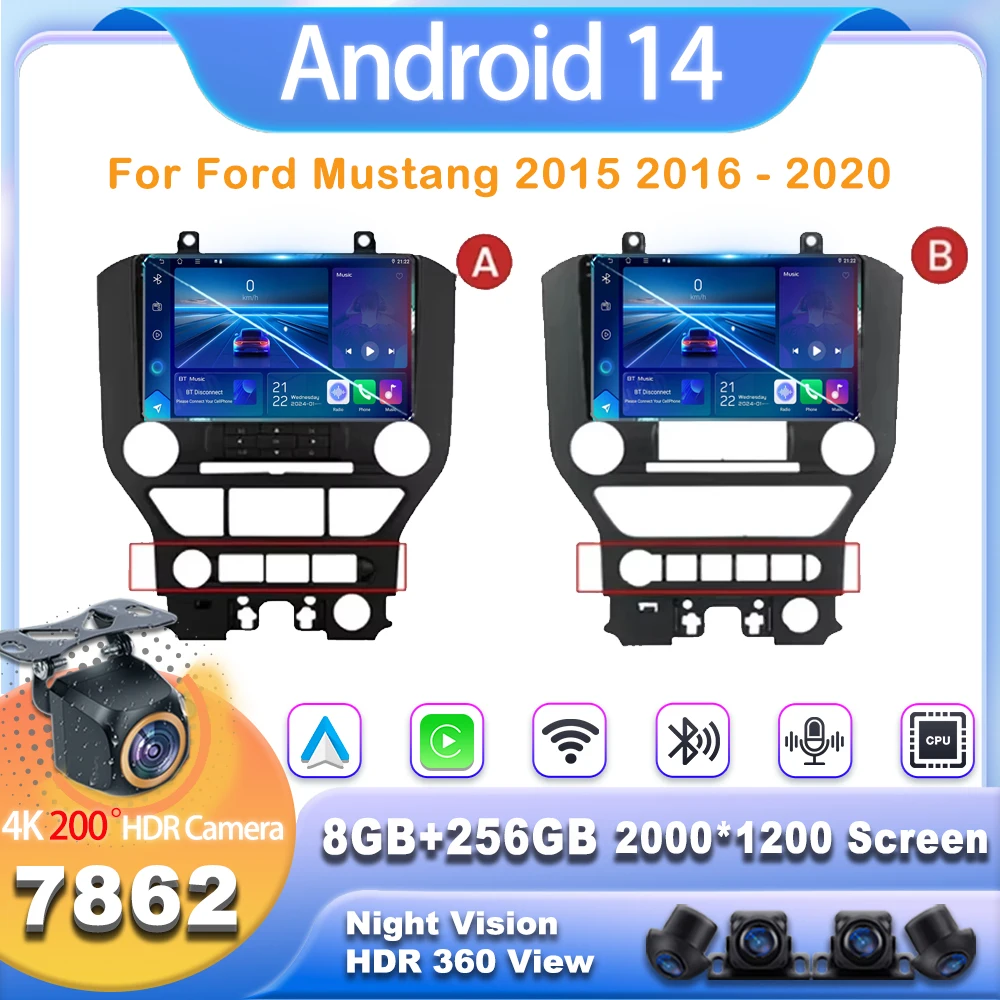 

Автомобильный плеер для Ford Mustang 2015, 2016-2020, Android 14, GPS-навигатор, экран, GPS-радио, стереоголовка, 7862CPU