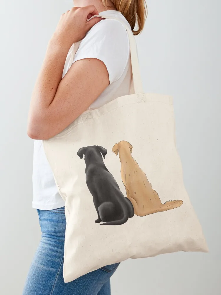 A cute Labrador and a Golden Retriever Drawing 2 Dogs Sitting With Their Backs To You For Labrador Owners For Golden Re Tote Bag