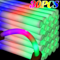 30/1Pcs LED Foam Glow Sticks Bulk Colorful RGB Glow Foam Stick for Christmas Birthday Wedding Glow in The Dark Party Supplies