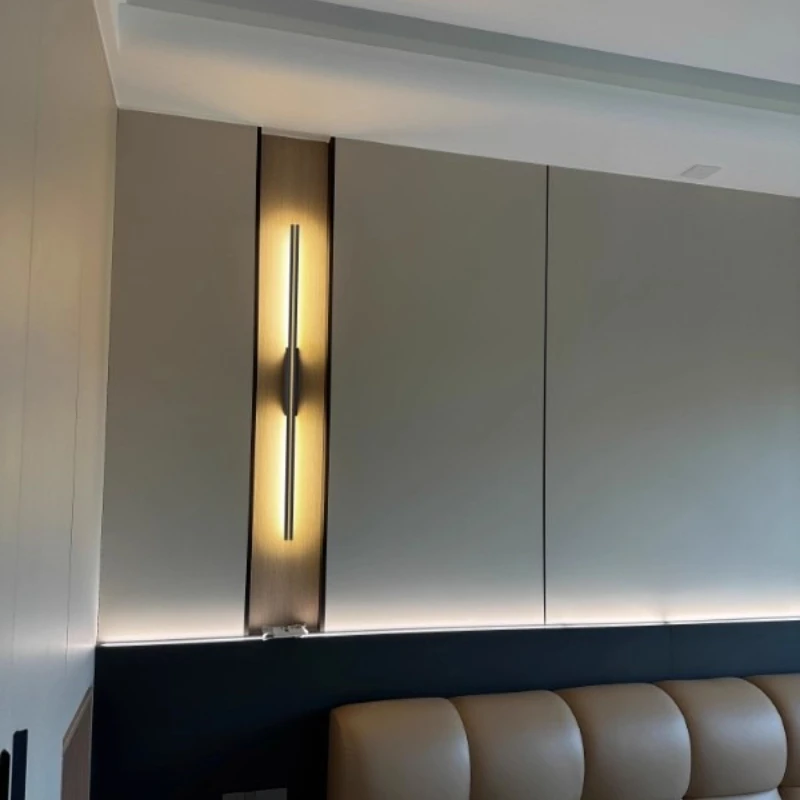 

2025 Modern Simple Linear Tube LED Wall Lamp Up Down Background Opposite Wall Light LED Bedside Foyer Corridor Gold Black LED S
